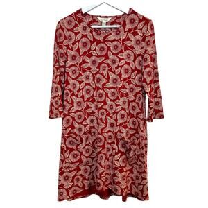 NWT Seasalt Cornwall Killiow Tunic Dress Printed Blooms Dahlai Red Bamboo 6